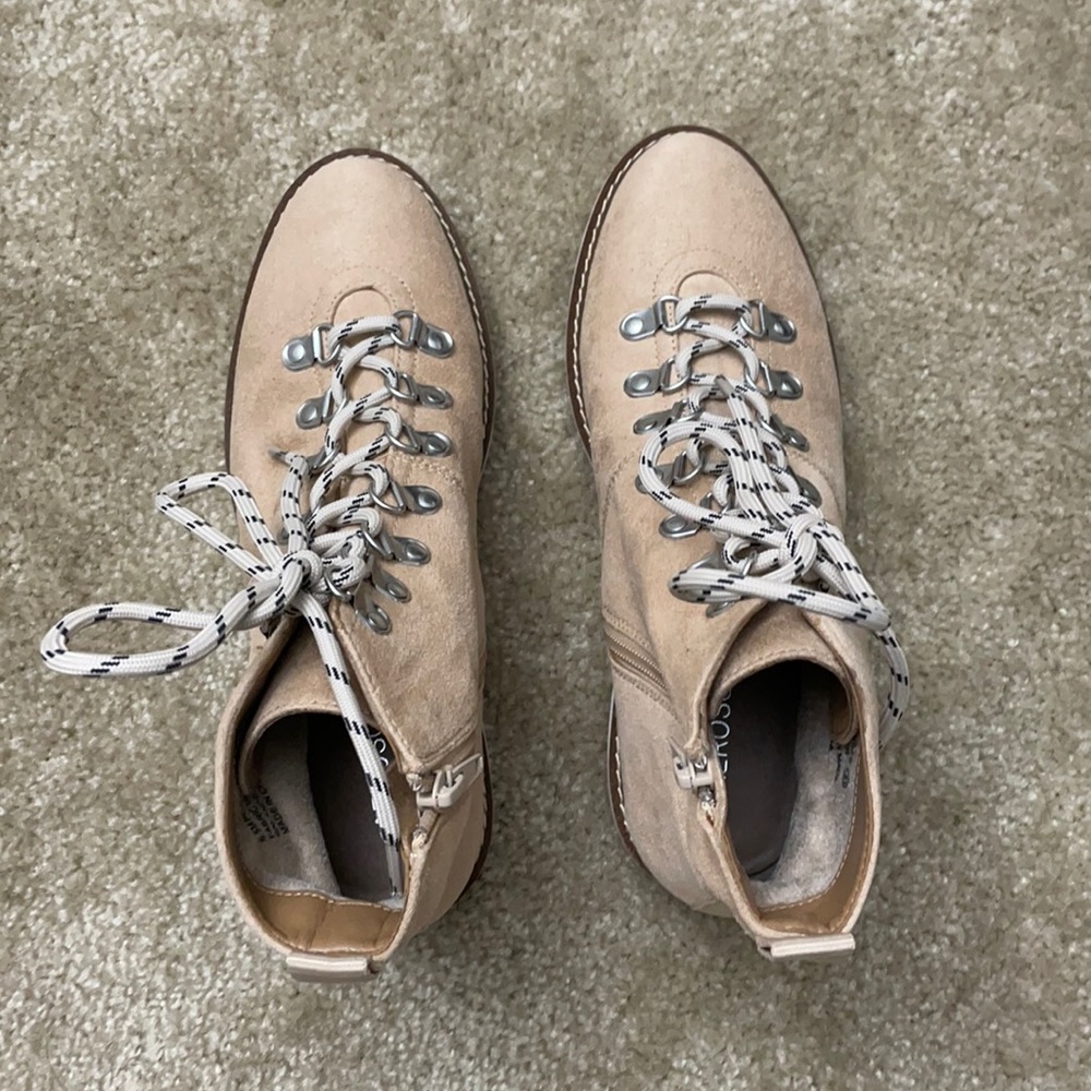 Aerosoles Portville Lace-up ankle booties in bone fabric